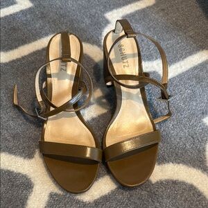 SCHUTZ Brown Block Heel Strappy Sandals